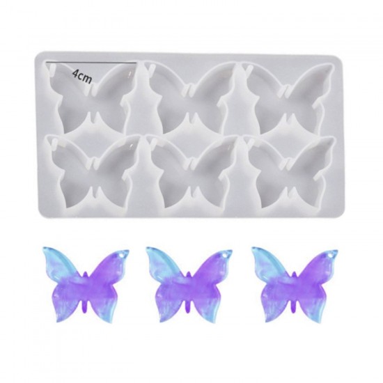 Epoksi Çoklu Kelebek Kolye ve Anahtarlık Kalıbı 4 CM 6 Lı