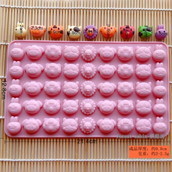 Silikon Kek Kalıp Çikolata Minik Hayvan Figürleri Kalıbı Şeker Hamuru Jelibon Kalıbı 45 li