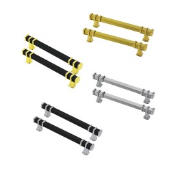 Defne Zamak Kulp Kare Çizgili Model  Yüzüklü Tepsi Kulpu 12 CM (2 Adet)