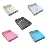 Asetat Kapaklı Karton Kutu Mermer Desenli 12X15X3 CM (10 Adet)