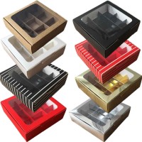 Asetat Pencereli Karton Kutu 15x15x5 CM 9 Bölmeli Kutu (10 Adet)