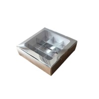 Asetat Pencereli Karton Kutu 15x15x5 CM 9 Bölmeli Kutu (10 Adet)