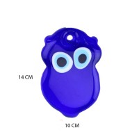 Cam Nazar Boncuğu Delikli Baykuş Modeli Büyük Boy 10X14 CM Cam Nazar Boncuğu Delikli Baykuş Modeli Büyük Boy 10X14 CM