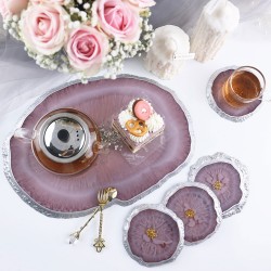 Epoksi Büyük Kristal Köşeli  Bardak Altlığı 4 lü Set Epoksi Büyük Kristal Köşeli  Bardak Altlığı 4 lü Set