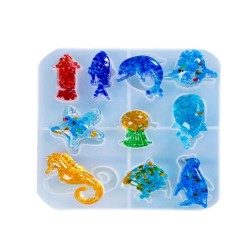 Epoksi Silikon Takı  Kalıbı Sevimli Deniz Canlıları Modeli 10 lu Epoksi Silikon Takı  Kalıbı Sevimli Deniz Canlıları Modeli 10 lu