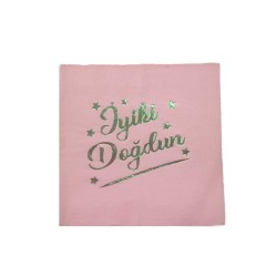 İyiki Doğdun Yazılı Kağıt Peçete Varaklı 33X33 CM  (16 Adet) İyiki Doğdun Yazılı Kağıt Peçete Varaklı 33X33 CM  (16 Adet)