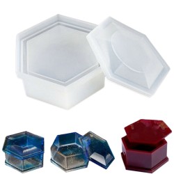 Epoksi Silikon Kalıp Altıgen Mücevher Saklama Kutusu Kalıp 8.8 CM
