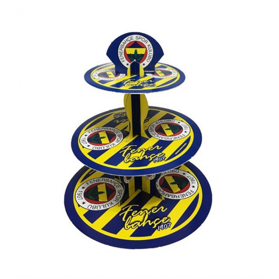 3 Katlı Karton Cupcake Standı Fenerbahçe Temalı Kek Standı