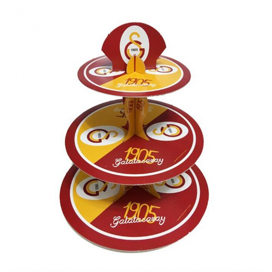 3 Katlı Karton Cupcake Standı Galatasaray Temalı Kek Standı