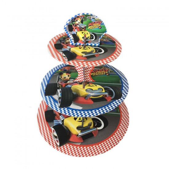 3 Katlı Karton Cupcake Standı Mickey Mause Roadster Temalı