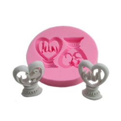 Allah Muhammed Lafsı Silikon Kalıp Kalp 6X4.5 CM Allah Muhammed Lafsı Silikon Kalıp Kalp 6X4.5 CM