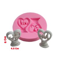 Allah Muhammed Lafsı Silikon Kalıp Kalp 6X4.5 CM Allah Muhammed Lafsı Silikon Kalıp Kalp 6X4.5 CM