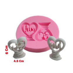 Allah Muhammed Lafsı Silikon Kalıp Kalp 6X4.5 CM Allah Muhammed Lafsı Silikon Kalıp Kalp 6X4.5 CM