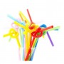 Pipet Artistik Straws 6 MM Plastik Karışık Renkli (50 Adet)