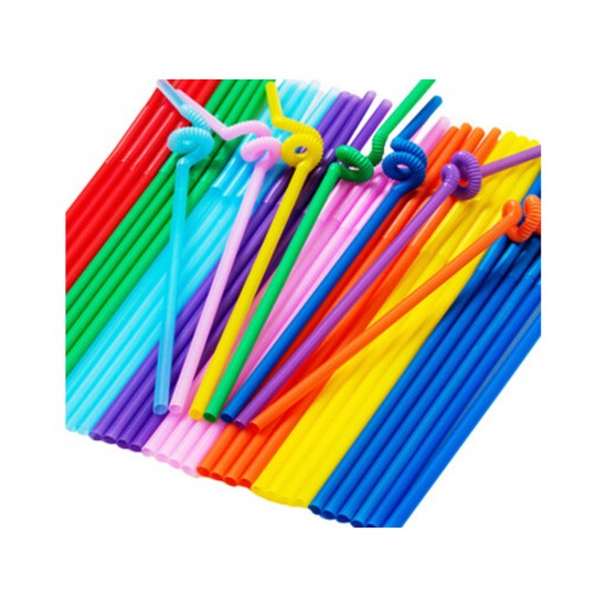 Pipet Artistik Straws 6 MM Plastik Karışık Renkli (50 Adet)