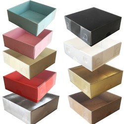 Asetat Kapaklı Karton Kutu Düz Renk 8X8X3 (50 Adet)