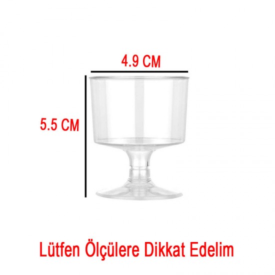 Ayaklı Shot Bardağı Küçük Plastik Kadeh 50 ML (6 Adet)