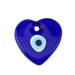 Cam Nazar Boncuğu Delikli Kalp Modeli Büyük Boy Cam Nazar Boncuğu Delikli Kalp Modeli Büyük Boy