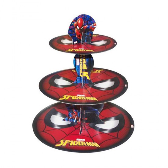 3 Katlı Karton Cupcake Standı Spiderman Temalı Kek Standı
