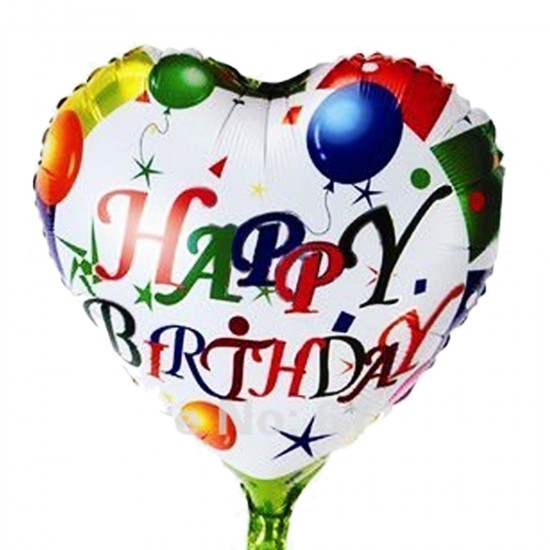 Folyo Balon Kalp Happy Birthday Yazılı Balonlu 45 Cm