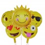 Folyo Balon Mutlu Emojiler Ve  Güneş Kızlı 5 Li Set