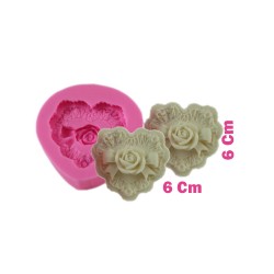 Gül Fiyonk Desenli Kalp Silikon Kalıp 6X6