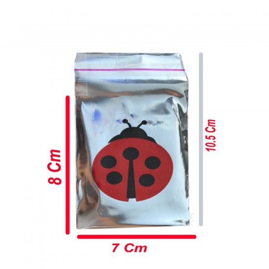 Hediye Paketi İçin Uğurböcekli Yapışkanlı Poşet 7X9CM (100 Adet)