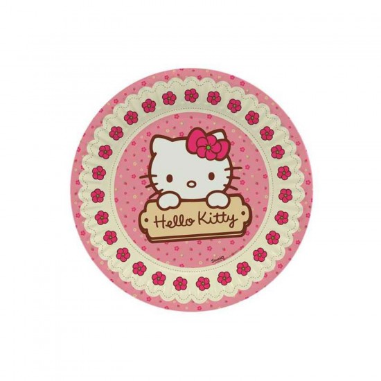 Hello Kitty Temalı Karton Tabak 23 Cm (8 Adet)