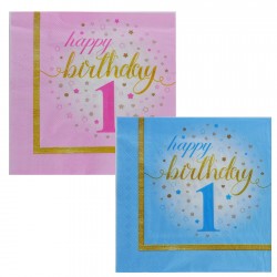 Kağıt Peçete 1 Yaş Happy Birthday Yıldızlı (20 Adet)
