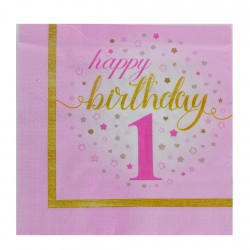 Kağıt Peçete 1 Yaş Happy Birthday Yıldızlı (20 Adet)