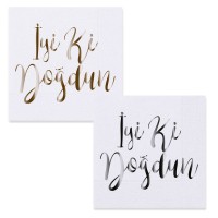 Kağıt Peçete Beyaza Varak Baskılı İyiki Doğdun 33X33 CM (16 Adet) Kağıt Peçete Beyaza Varak Baskılı İyiki Doğdun 33X33 CM (16 Adet)