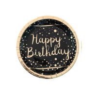 Karton Tabak Parlak Altın Varak Baskılı Happy Birthday (6 Adet) Karton Tabak Parlak Altın Varak Baskılı Happy Birthday (6 Adet)