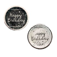 Karton Tabak Parlak Gümüş Varak Baskılı Happy Birthday (6 Adet) Karton Tabak Parlak Gümüş Varak Baskılı Happy Birthday (6 Adet)