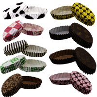 Cupcake Kalıbı Pet Kapsül Oval Desenli Kek Kalıbı (100 Adet) F11