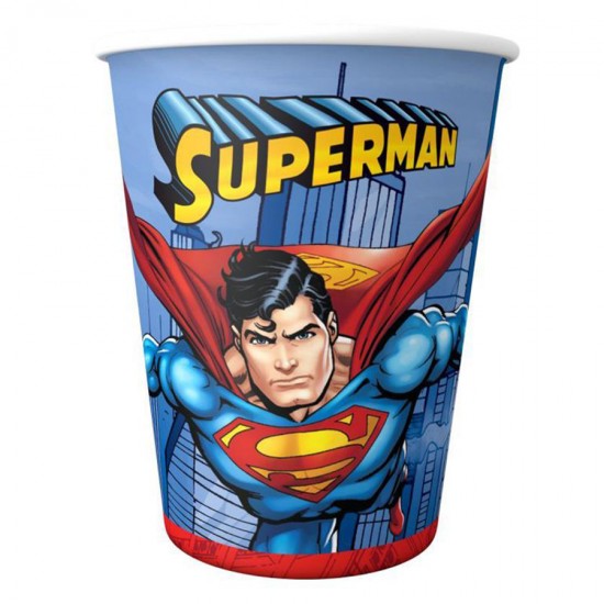 Superman Temalı Karton Bardak  180/200 Cc (8 Adet)