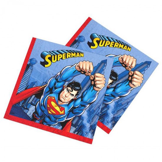 Superman Temalı Kağıt Peçete 33X33Cm (16 Adet)