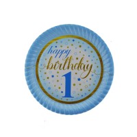 Tabak Karton 1 Yaş Happy Birthday Yıldızlı 23 Cm (8 Adet)