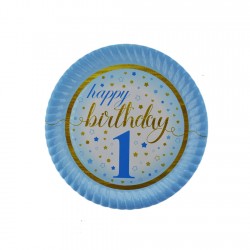 Tabak Karton 1 Yaş Happy Birthday Yıldızlı 23 Cm (8 Adet)