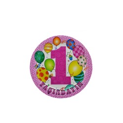 Tabak Karton 1 Yaşındayım Balonlu 23 Cm (8 Adet)