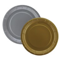 Tabak Karton Eko Metalik Altın/ Gümüş 23 Cm (8 Adet)