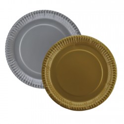 Tabak Karton Eko Metalik Altın/ Gümüş 23 Cm (8 Adet)