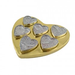 Tealight Mum  Simli Kalpli Kutulu (6 Adet) Tealight Mum  Simli Kalpli Kutulu (6 Adet)