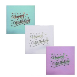 Kağıt Peçete  Varak Baskılı Happy Birthday 33X33 CM (16 Adet) Kağıt Peçete  Varak Baskılı Happy Birthday 33X33 CM (16 Adet)