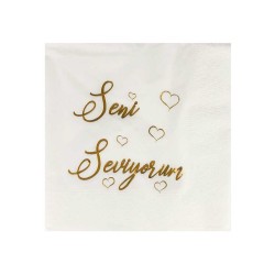 Kağıt Peçete Varaklı Seni Seviyorum Yazılı 33X33 CM (16 Adet)