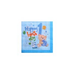 Kağıt Peçete 1 Yaş Happy Birthday Ayıcıklı (20 Adet) Kağıt Peçete 1 Yaş Happy Birthday Ayıcıklı (20 Adet)