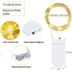 Peri Led Işık|ince Pil Yataklı  3 Metre Gün Işığı Tel Şerit Led Kendinden Pilli Peri Led Işık|ince Pil Yataklı  3 Metre Gün Işığı Tel Şerit Led Kendinden Pilli