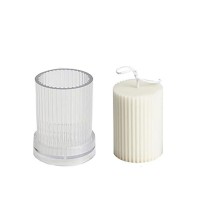 Poli Karbon Mum Kalıbı Dik Çizgili 11.5X8.7 CM Poli Karbon Mum Kalıbı Dik Çizgili 11.5X8.7 CM