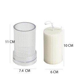 Poli Karbon Sert Plastik  Mum Kalıbı Dik Çizgili 11X7,4 CM Poli Karbon Sert Plastik  Mum Kalıbı Dik Çizgili 11X7,4 CM