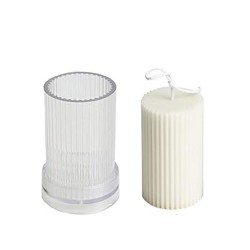 Poli Karbon Sert Plastik  Mum Kalıbı Dik Çizgili 11X7,4 CM Poli Karbon Sert Plastik  Mum Kalıbı Dik Çizgili 11X7,4 CM