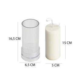 Poli Karbon Sert Plastik  Mum Kalıbı Dik Çizgili 16,4X6,5 CM Poli Karbon Sert Plastik  Mum Kalıbı Dik Çizgili 16,4X6,5 CM